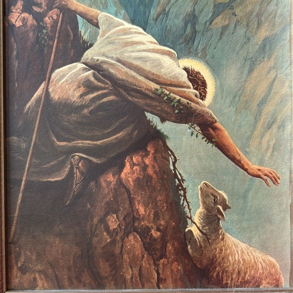 "The Lost Sheep" Print in Gold Frame - Picture 2 of 10